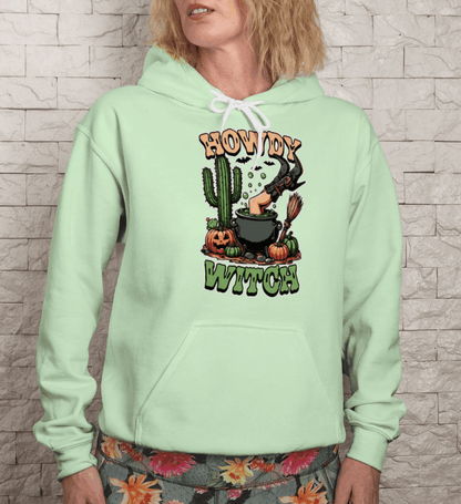 Howdy Upside Down Witch Hoodie Sweatshirt - Halloween Fun - Purrfect Pet Haven