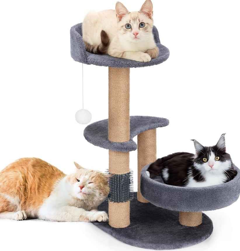 Luxury Cat Tree With Scratching Posts - Easy To Assemble, Wooden Fiber Structure, Suitable For Cats. - Purrfect Pet Haven
