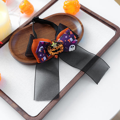Pet Halloween Bow Tie Collar - Pumpkin Ghost Spider Costume
