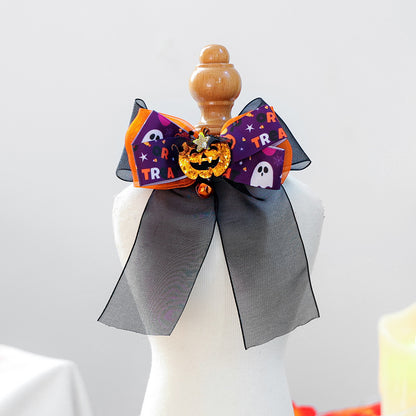 Pet Halloween Bow Tie Collar - Pumpkin Ghost Spider Costume