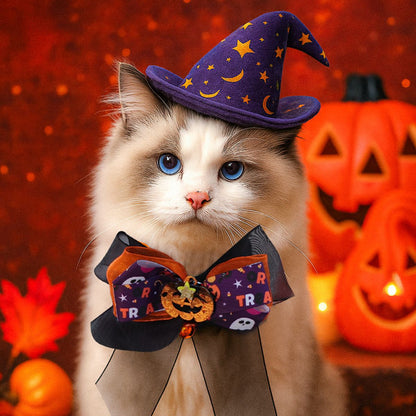 Pet Halloween Bow Tie Collar - Pumpkin Ghost Spider Costume