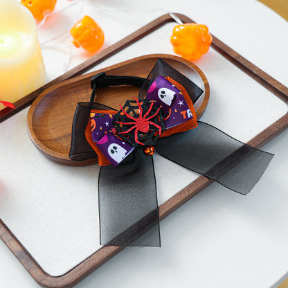 Pet Halloween Bow Tie Collar - Pumpkin Ghost Spider Costume