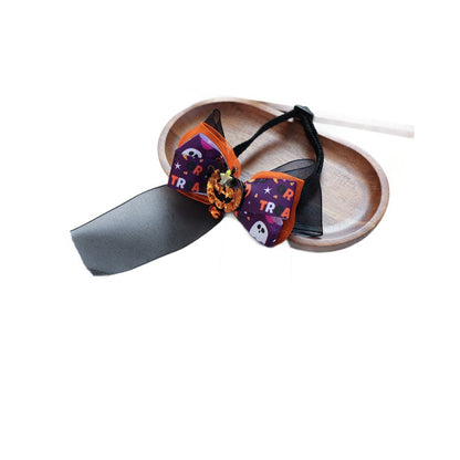 Pet Halloween Bow Tie Collar - Pumpkin Ghost Spider Costume