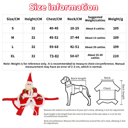 Funny Christmas Dog Costume - Santa Riding Pet Outfit for Small/Large Dogs | Holiday & New Year Gift