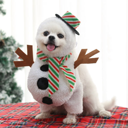Pet Snowman Costume Outfit for Small Medium Dogs Cats