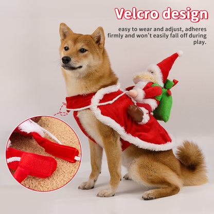 Funny Christmas Dog Costume - Santa Riding Pet Outfit for Small/Large Dogs | Holiday & New Year Gift
