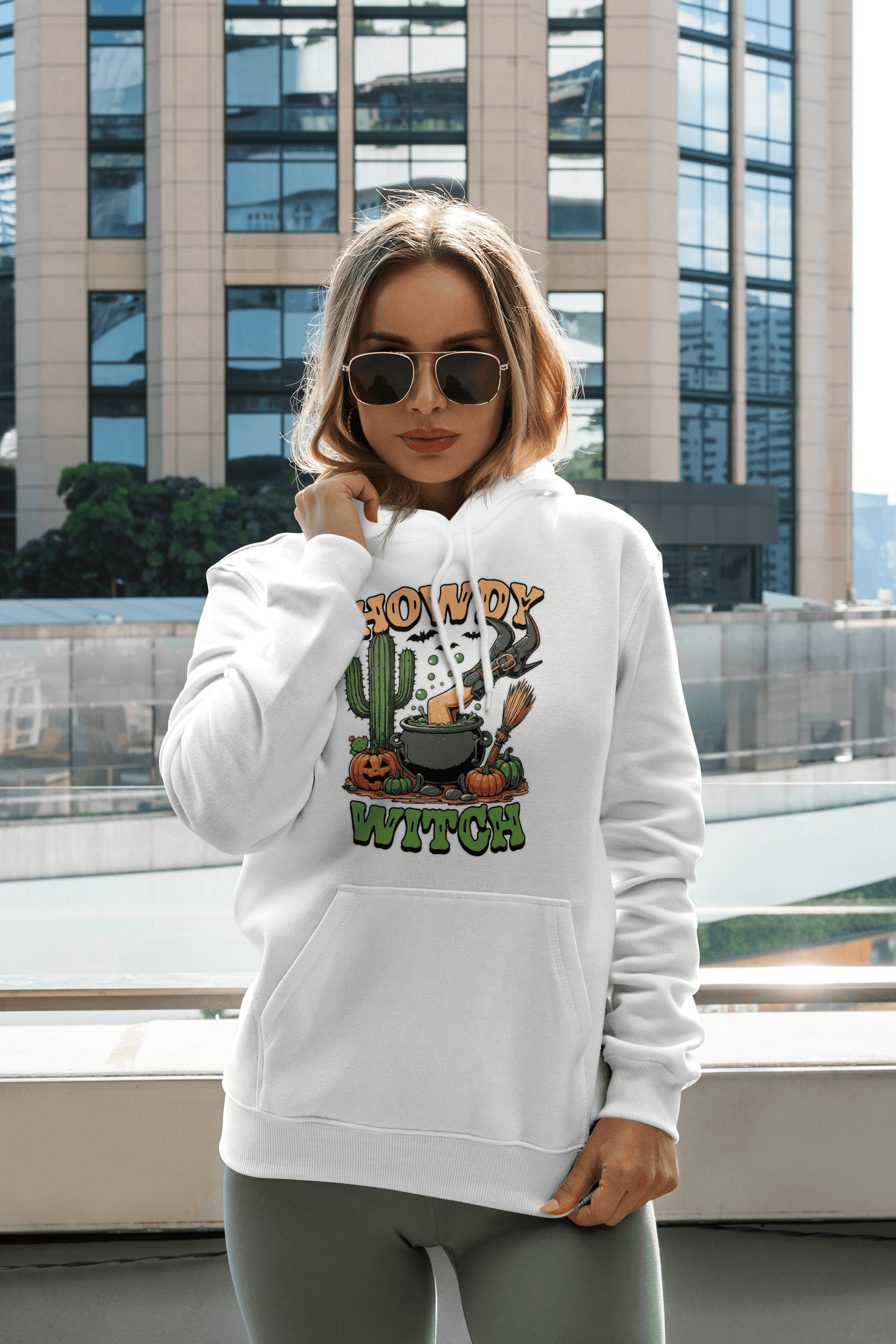 Howdy Upside Down Witch Hoodie Sweatshirt - Halloween Fun - Purrfect Pet Haven