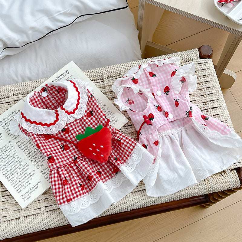 Cute Dog Strawberry Dress Pet Clothes - Purrfect Pet Haven