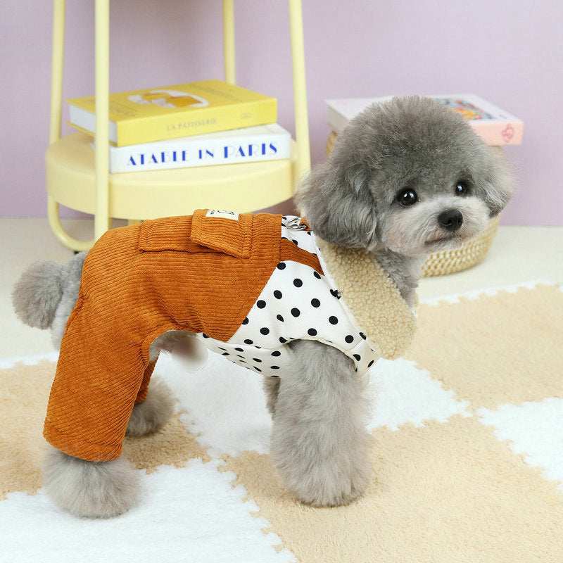 Cotton-padded Dog Overalls Clothes - Small to X-Large - Purrfect Pet Haven