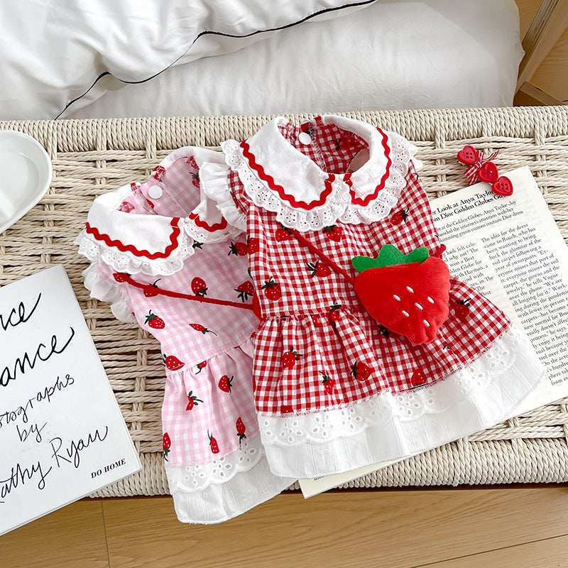 Cute Dog Strawberry Dress Pet Clothes - Purrfect Pet Haven