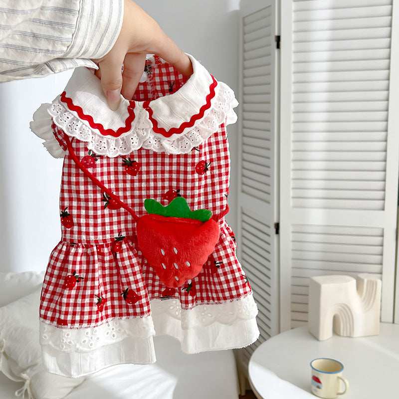 Cute Dog Strawberry Dress Pet Clothes - Purrfect Pet Haven