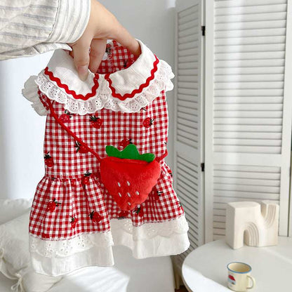 Cute Dog Strawberry Dress Pet Clothes - Purrfect Pet Haven