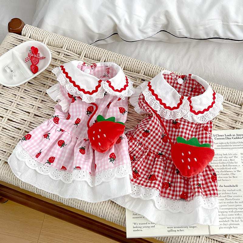 Cute Dog Strawberry Dress Pet Clothes - Purrfect Pet Haven