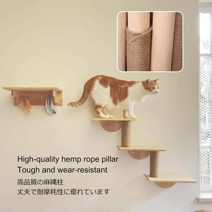 Masterpiece Wall Mounted Cat Furniture Cat Climber with Kitty House - Save Space Thickened Board for Sleeping Playing - Purrfect Pet Haven