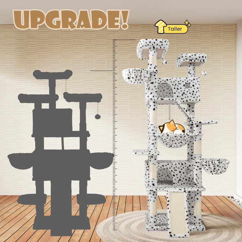 81 Inch Tall Cat Tree Tower - Multi-Level - Purrfect Pet Haven