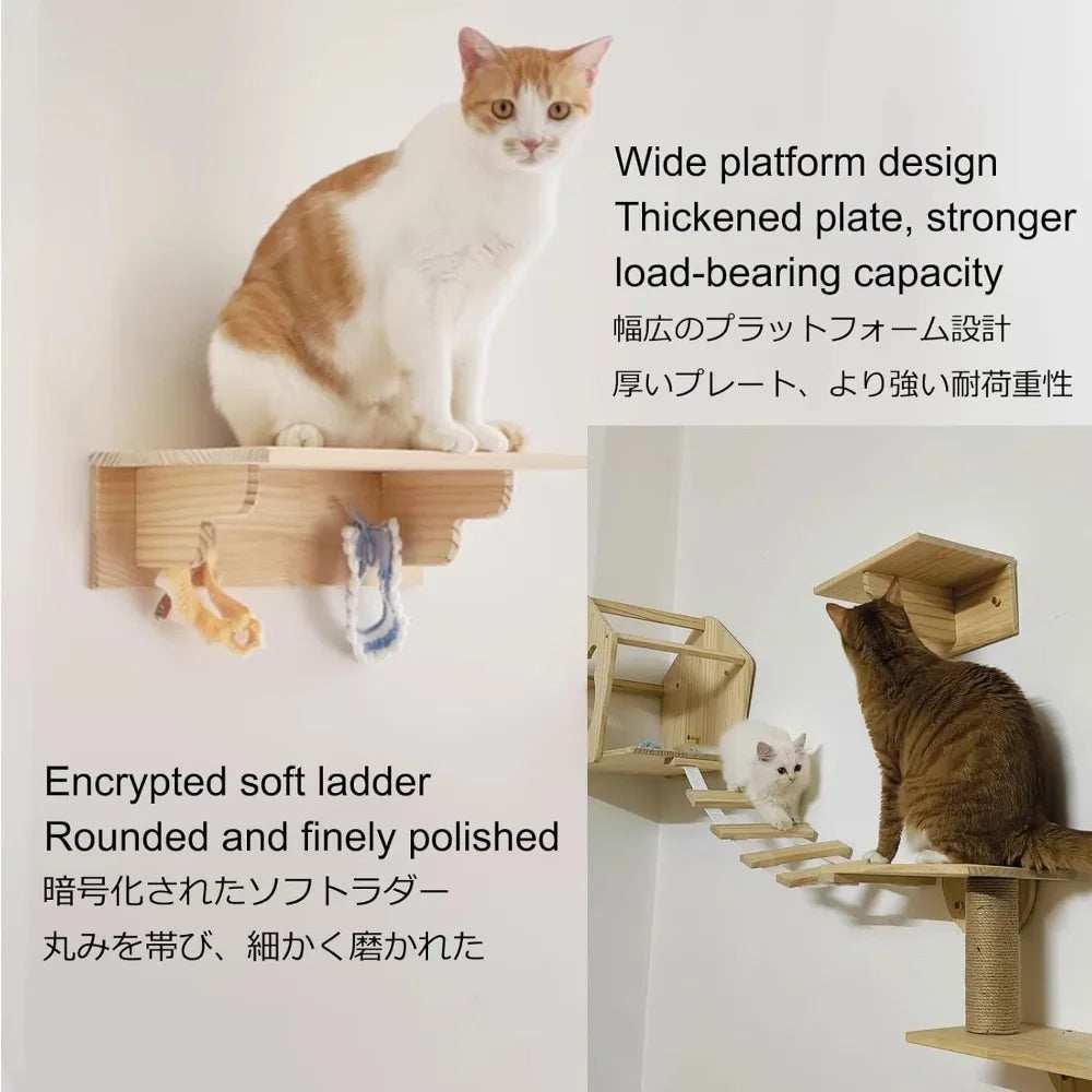 Masterpiece Wall Mounted Cat Furniture Cat Climber with Kitty House - Save Space Thickened Board for Sleeping Playing - Purrfect Pet Haven