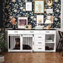 67" Wide Luxury Wooden Heavy Duty Single Room Dog Kennel Furniture w/Sliding Door - Purrfect Pet Haven