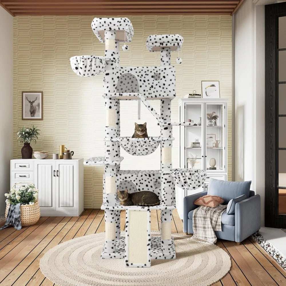 81 Inch Tall Cat Tree Tower - Multi-Level - Purrfect Pet Haven