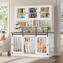 Hutch Style Dog Crate Furniture for Large Dogs for 2 Pets with Divider - Purrfect Pet Haven