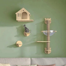Masterpiece Wall Mounted Cat Furniture Cat Climber with Kitty House - Save Space Thickened Board for Sleeping Playing - Purrfect Pet Haven