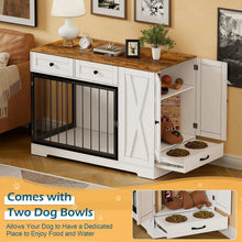 Dog Crate Furniture Kennel with Double Doors - Wooden Pet House with 2 Drawers and Pet Feeder Station Storage Cabinet - Purrfect Pet Haven