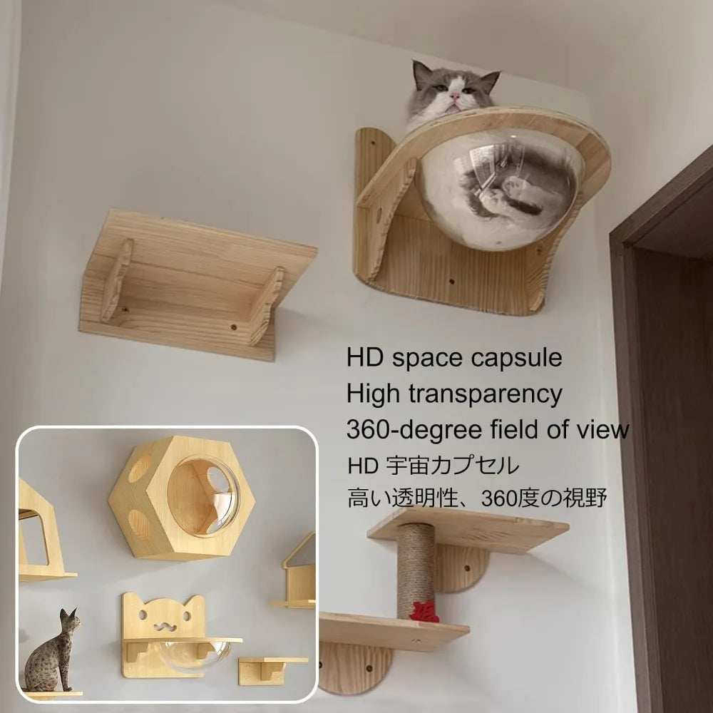 Masterpiece Wall Mounted Cat Furniture Cat Climber with Kitty House - Save Space Thickened Board for Sleeping Playing - Purrfect Pet Haven