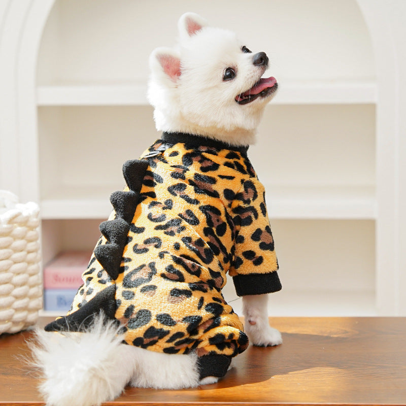 Dino Roar Fleece - Leopard Print Dog Hoodie - Purrfect Pet Haven