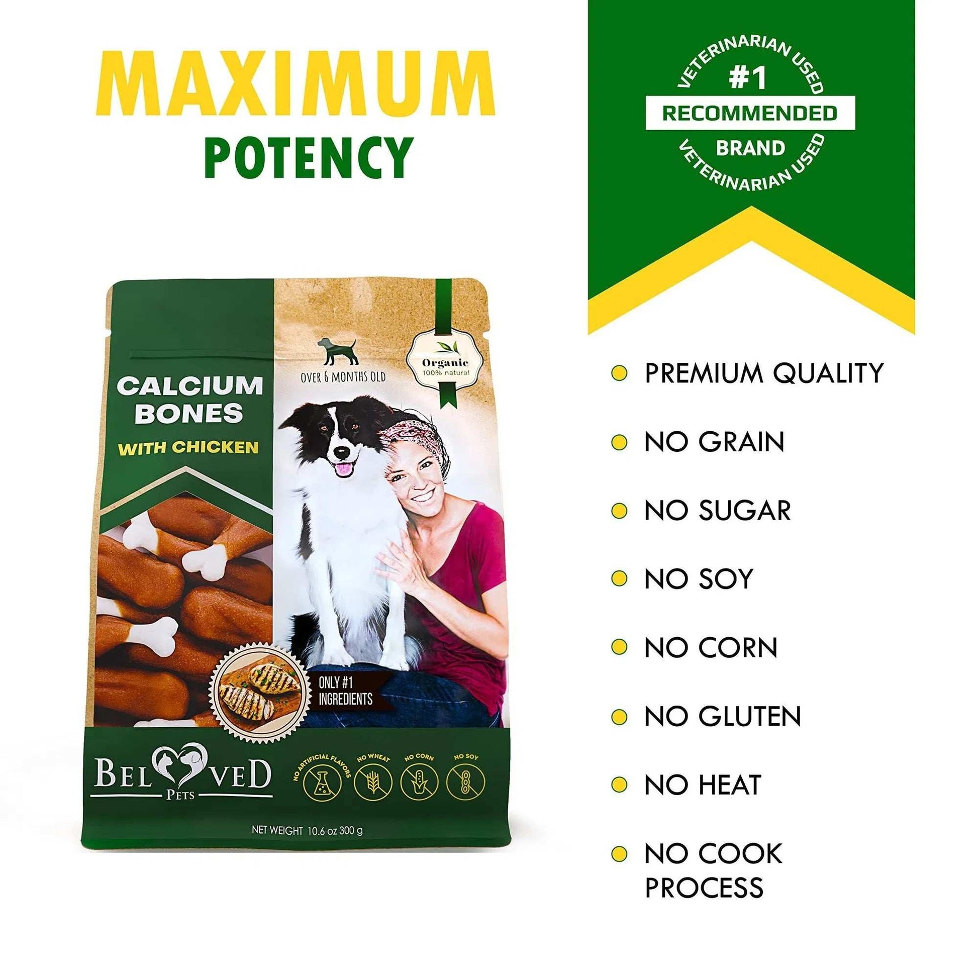 Dog Calcium Bones Wrapped Chicken & Rawhide Free Chew Treats Pet Healthy Dried Snacks Grain Free Organic Meat Chews For Training Small Large Dogs - Purrfect Pet Haven