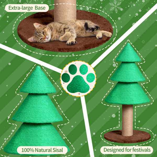 Christmas Tree Cat Scratcher - 31.5" Sisal Scratching Post - Purrfect Pet Haven