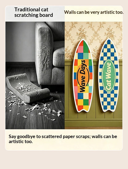 Cat Surfboard Wall Scratcher - Sisal Wall-Mounted Scratching Board