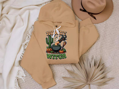 Howdy Upside Down Witch Hoodie Sweatshirt - Halloween Fun - Purrfect Pet Haven