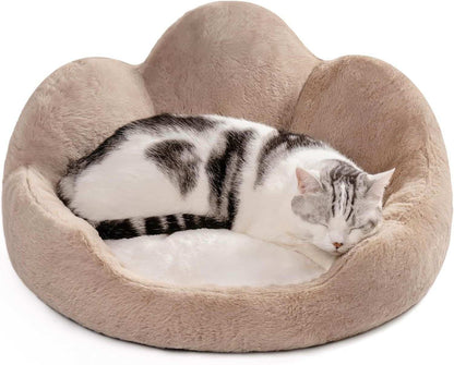 Cozy Khaki Flower Pet Bed - Washable - Purrfect Pet Haven