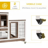 Rabbit Hutch - Elevated Wooden Cage with Wheels & Run - Purrfect Pet Haven