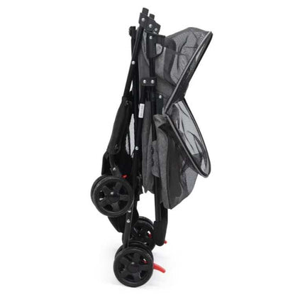 Foldable Pet Stroller, Small Dog Cat Stroller With Storage Basket For Small Puppies, Gray And Black - Purrfect Pet Haven