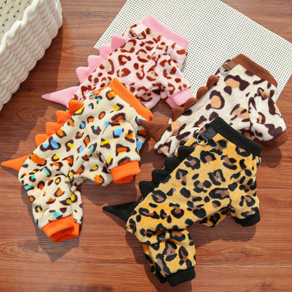 Dino Roar Fleece - Leopard Print Dog Hoodie - Purrfect Pet Haven