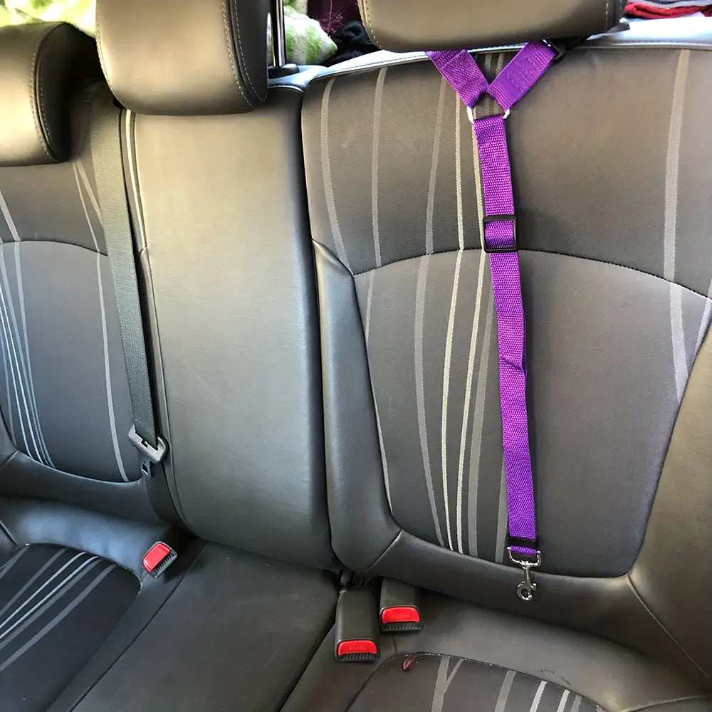 Adjustable Harness Solid Two-in-one Car BackSeat Pet Safety Belt Lead Leash - Purrfect Pet Haven