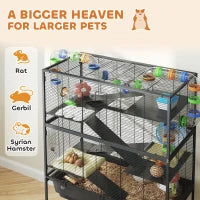 Hamster Cage 5 Tier - Large Rolling Habitat with Tubes - Purrfect Pet Haven