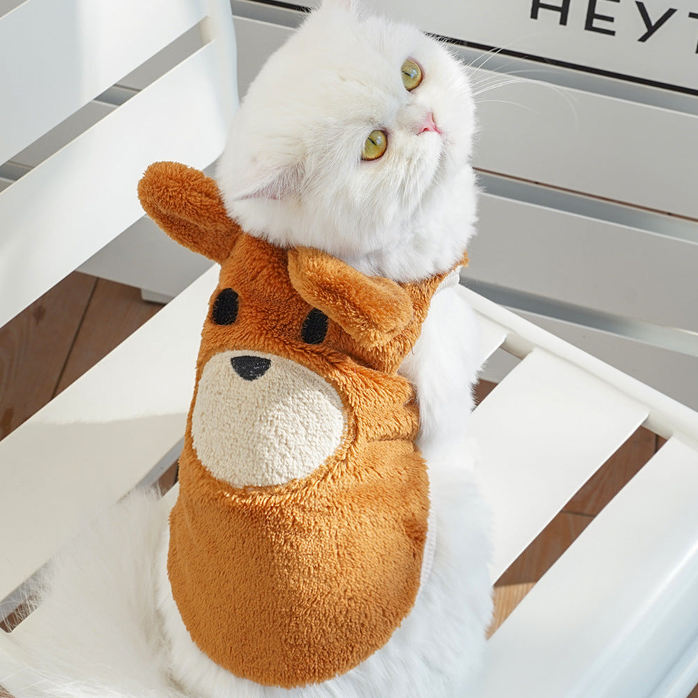 Bear Ears Fleece Coat - Warm Winter Pet Outfit - Purrfect Pet Haven