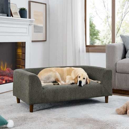 Pet Sofa With Backrest And Armrests, Modern Rectangular Pet Sofa Suitable For Medium And Large Dogs, Soft Cushion Comfortable Dog Sofa - Purrfect Pet Haven