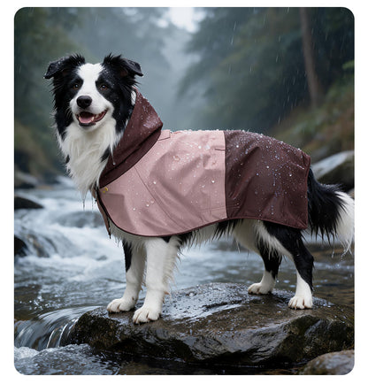 Dog Raincoat With Hood - Cape Style And Snap Closure