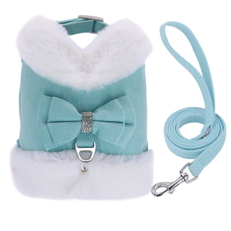 Bow Tie Puppy Harness - Warm Padded Dog Leash Set - Purrfect Pet Haven