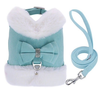 Bow Tie Puppy Harness - Warm Padded Dog Leash Set - Purrfect Pet Haven