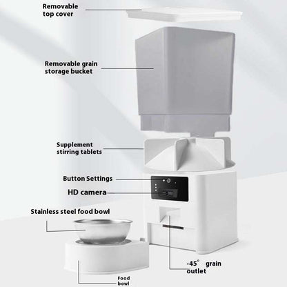 Double Bowl Intelligent Timer Surveillance Video Feeder - Use Remote Voice Call - Purrfect Pet Haven