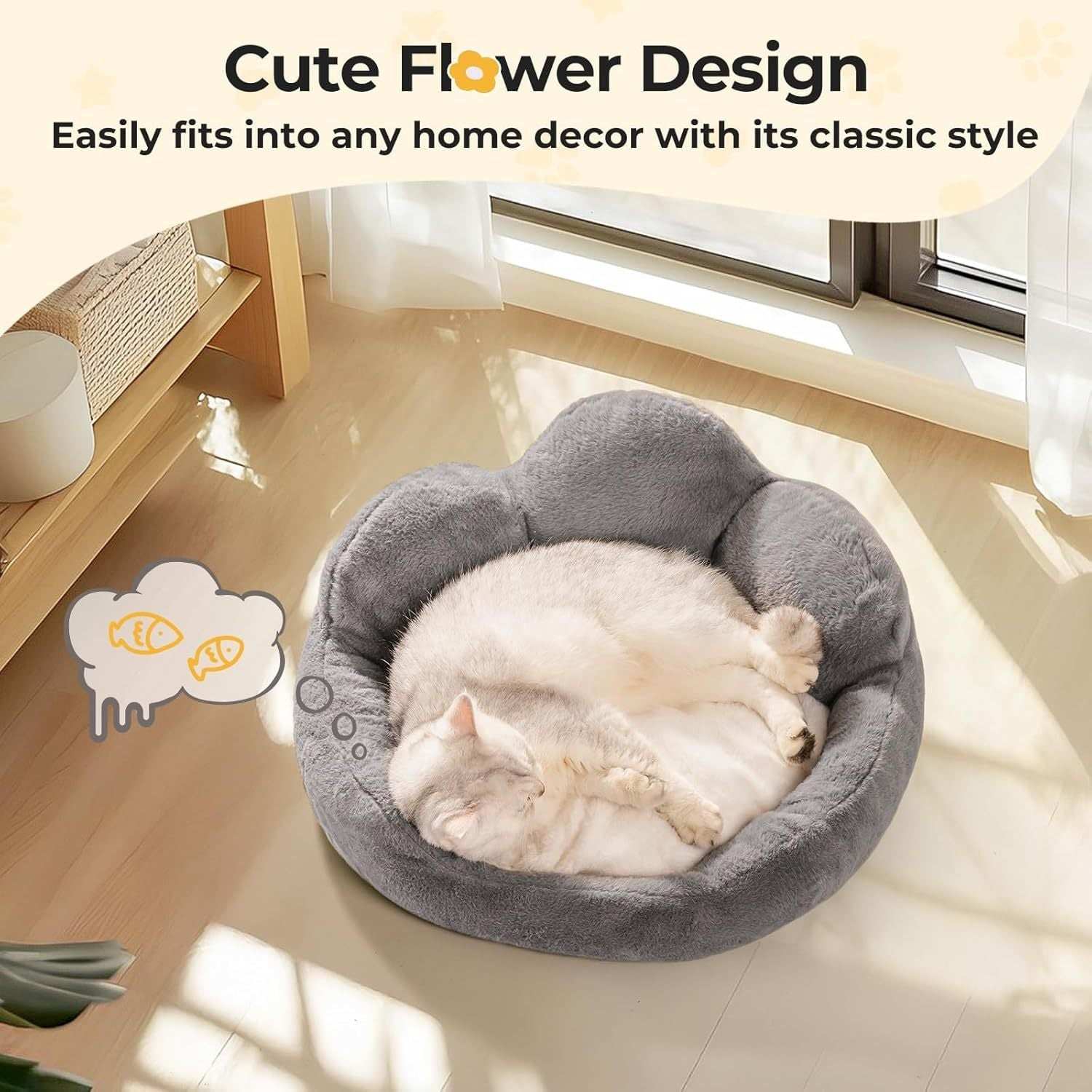 Flower-Shaped Pet Bed - Fluffy Washable Couch for Cats & Small Dogs - Purrfect Pet Haven