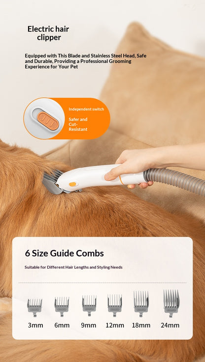Pet Electric Hair Clipper with Suction - Built-in Vacuum Grooming Tool