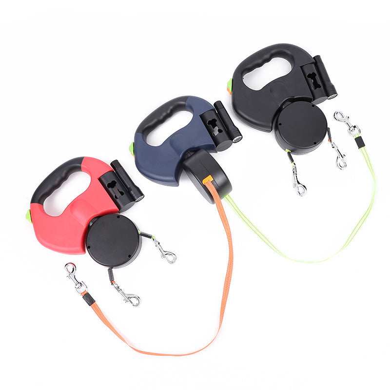 Reflective Swivel Dual Pet Retractable Dog Leash For Small Dogs with Light and Bag Holder - Purrfect Pet Haven