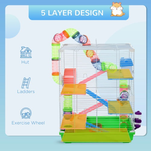5-Tier Hamster Cage - Complete Habitat with Tunnels - Purrfect Pet Haven