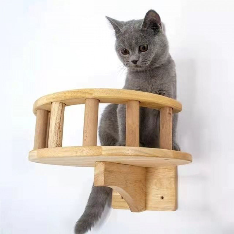 Wall-Mounted Cat Suspension Bridge - Solid Pine Wood Climbing Furniture - Purrfect Pet Haven