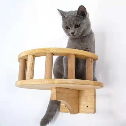 Wall-Mounted Cat Suspension Bridge - Solid Pine Wood Climbing Furniture - Purrfect Pet Haven