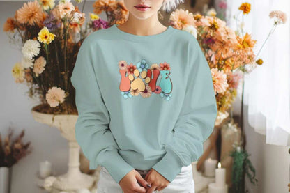 Love Paw Print Crewneck - Floral Pet Lover Sweatshirt - Purrfect Pet Haven